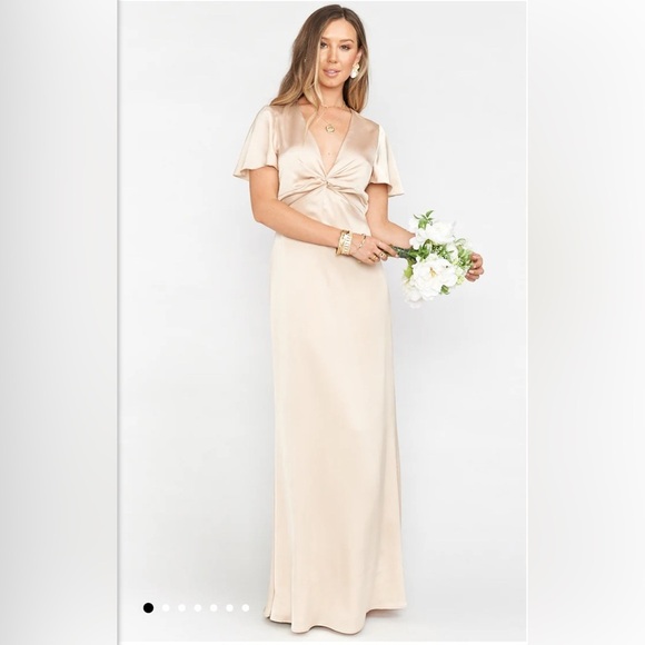 NWT SHOW ME YOUR MUMU - Rome Twist Gown color: champagne luxe satin - Picture 1 of 5
